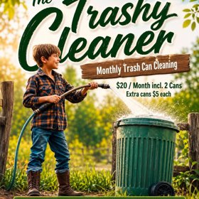 The Trashy Cleaner — kid cleaning a trash can